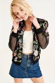 Trendyolmilla Marka Kadin Trendyolmilla Siyah Nakisli Kollari Tullu Bomber Ceket Siyah Nakisli Kollari Tullu Bomber Ceket Trendy Fashion Women Denim Jacket