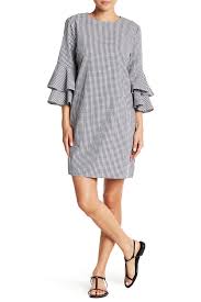 Beachlunchlounge Delphina 3 4 Ruffle Sleeve Gingham Print Dress Nordstrom Rack