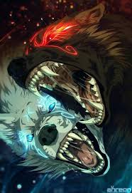 Anime Black And White Wolf Pictures Wolves Blue Red Light Black White Cool Anime Creatures Anime Wolf Drawings Fantasy Art