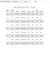 Size Chart For Boys Husky Stretch Chinos Pants Slim