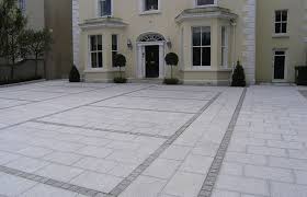 Formal Granite Driveway With Contrasting Cobbles Defining Parking Spaces Driveway Design Circle Driveway Landscaping Patio Weather