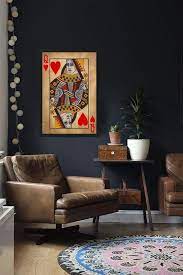 Playing Card Wooden Paintings Wooden Wall Art Framed Wall Decor Wooden Wall Panel Home Decor Wall Art Black Living Room Dark Living Rooms Living Room Wall