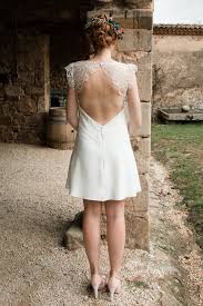 Collection De Robe De Mariee Civile Modele Lena Avec Un Grand Dos Ouvert En Dentelle De Forme Losan Robe De Mariee Civile Robe De Mariee Courte Robe De Mariee