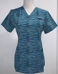 sanibel scrubs teal space print top