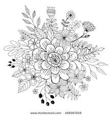 Flower Doodle Vector Coloring Page With Doodle Flowers Vector Flower Doodles Pattern Coloring Pages Coloring Pages