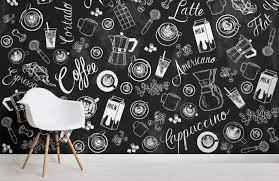 Black And White Cafe Black White Coffee Pattern Wallpaper Murals Wallpaper Black And White Coffee White Coffee Cups Mural Wallpaper