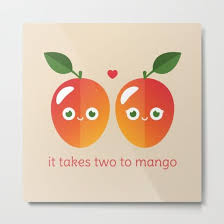 It Takes Two To Mango Metal Print Pun Puns Mango Mangos Tango Dance Fruit Food Funny Cute Love Relat Fruits Drawing Fruit Illustration Avocado Art