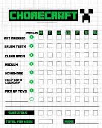 printable chore charts minecraft bing images minecraft