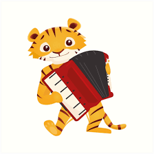Cartoon Tiger Playing Music With Accordion Art Print By Berlinrob In 2021 Cartoon Tiger Tiger Artwork Animal Nursery
