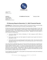 FS Bancorp Reports December 31, 2022 Financial Results