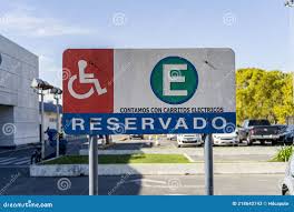 Exclusive Parking Sign for People with Reduced Mobility or Disabled Where  it Says Reserved in Spanish. Inclusion Concept Stock Image - Image of  object, disabled: 218642743