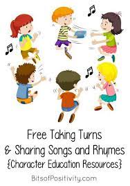Taking turns is an original barney song that first appeared in caring means sharing. Free Taking Turns And Sharing Songs And Rhymes Character Education Resources Preschool Social Skills Preschool Friendship Character Education