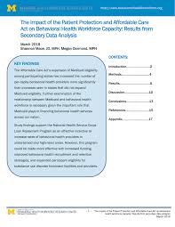 Pdf The Impact Of The Patient Protection And Affordable Care Act On Behavioral Health Workforce Capacity Results From Secondary Data Analysis