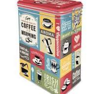 Nostalgic-Art Retro coffee tin box, 44 oz, Coffee Collage – Gift idea for  coffee fans, metal clip top can, vintage design
