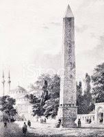 Los dos obeliscos en el templo del sol. Obelisco Egipcio En Estambul Vector