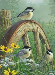 Birds On Old Wagon Wheel Birds Painting Art Painting Watercolor Bird