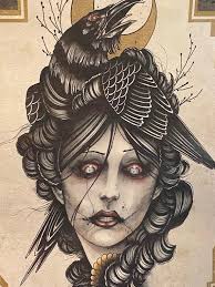 Derek Noble: “Crow Girl”, Hand-Signed, Watercolor Print