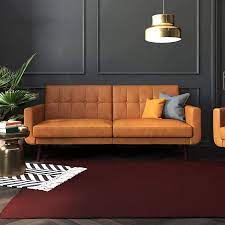 86.5 w tancredi sofa with pullout full bed solid wood modern contemporary. Amazon Com Better Homes Gardens Nola Sofa Bed Camel Faux Leather Kitchen Dining