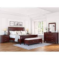 This set includes a panel bed, dresser, mirror, chest and two nightstands. Amenia Solid Mahogany Wood 6 Piece Bedroom Set