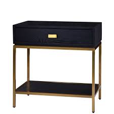 Nachttisch weiß schwarz modern nachtkonsole avellino mit einer verzierung aus chrom wird zum echten hingucker. Edler Nachttisch Aus Dunklem Holz Mit Messingrahmen