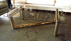 Mid century hollywood regency gold metal & glass coffee table (avbjw3) please email us for a shipping quote. Tubular Base Coffee Table W Glass Top Attr Karl Springer Salvage One