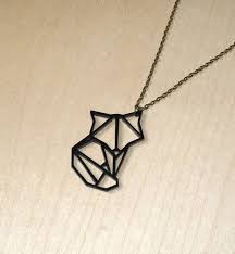 Origami Animal Geometric Fox Necklace Fox Pendant Pet Necklace Foxes Necklace
