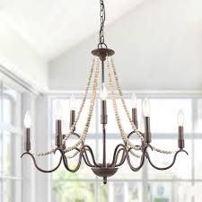 Lnc French Country Chandeliers Industrial Lighting Fixtures Wood Beads 9 Light Chandeliers For Living Room Dining Room Bedroom Walmart Com Walmart Com