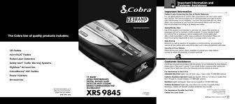 This unit now comes in an ultra compact design with an improved range for high performance with refined style. Cobra Xrs 9845 Operating Instructions Manual Pdf Download Manualslib