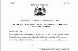 A limited liability partnership contains features of both a limited liability company and a partnership. Eregulations Kenya