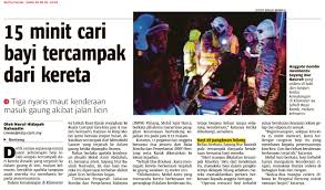 Keratan akhbar kemalangan jalan raya. Kementerian Pembangunan Wanita Keluarga Dan Masyarakat