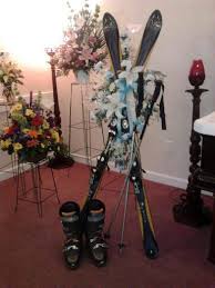 Explore our exclusive flowers for birthday, anniversary. Custom Easel Arrangement Skis And Ski Boots Funeral Floral Funeral Flowers Funeral Floral Arrangements