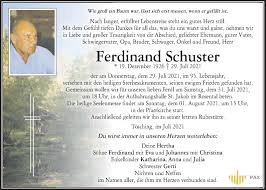 Traueranzeigen von Ferdinand Schuster