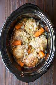 Carrots Leeks And Chicken Thighs Cooked In A Slow Cooker In 2020 Slow Cooker Chicken Slow Cooker Recipes Slow Cooker