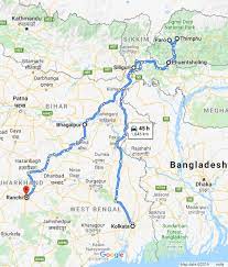 Rsta Bhutan Road Distance Map Courtesy: Google Map · Footloose Musings
