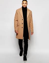 Asos khaki wool fit flare popper funnel trench military winter coat size 6 to 18. Asos Wool Rich Overcoat In Camel In Natural For Men Lyst