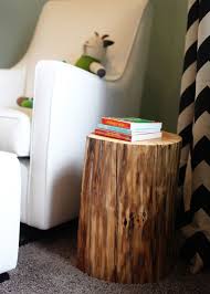 River S Rustic Modern Nursery With Images Rustic Nursery Tree Stump Side Table Modern Nursery
