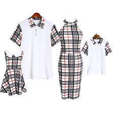 Popreal Short Sleeve Cotton T Shirt And Bowknot Dress Family Matching Outfits