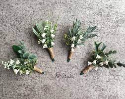 Greenery Ivory Rustic Wedding Fake Boutonniere Wrist Corsage Etsy Fake Flowers Decor Boutonniere Wedding Rustic Boutineer Wedding