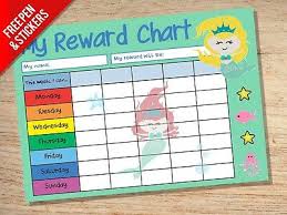 Mermaid Reward Chart Kids Childrens School Sticker Star Chart Stickers Pen Ebay