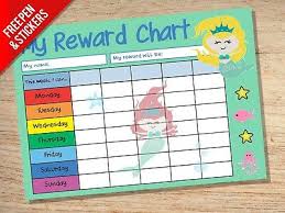 mermaid reward chart kids childrens school sticker star chart stickers pen ebay