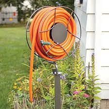 Full Rotation Free Standing Hose Swivel Reel Anti Rust Steel Hose Low Maintenance Garden Design Garden Hose Holder