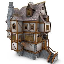 Medieval Building 20 Tavern 3d Model Fantasy House Minecraft Building Medieval Houses