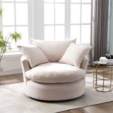 Perfect in pairs, sherrill swivel chairs encourage conversation and enable functionality for any room. Swivel 43 3 Inch Round Barrel Armchair With Pillows Overstock 31633749