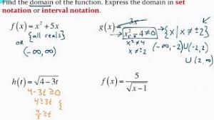 Writing Domain In Set Notation And Interval Notation Youtube