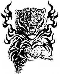 Black And White Flames Vector Tiger In Tongues Of Flame Vector Illustration Tiger Vector White Tattoo