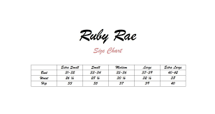 Ruby Rae Clothing Sizing