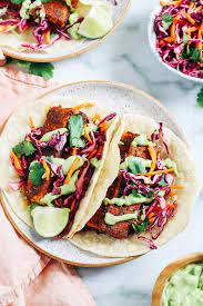 Add all the of tofu paste ingredients to a mixing bowl. Crispy Blackened Tofu Tacos With Avocado Crema Making Thyme For Health