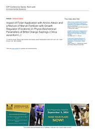 PDF) Impact of Foliar Application with Amino Alexin and a Mixture of Marvel  Fertilizer with Growth Regulator (Floratone) in Physio-Biochemical  Parameters of Bitter Orange Saplings (Citrus aurantium L.)