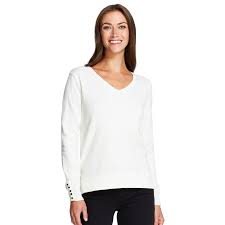 Womens Izod Button Accent V Neck Sweater Fashion Clothes