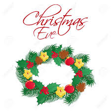 Clipart christmas christmas clipart christmas eve eve eve clipart holiday decoration celebration winter clip art snow card snowflake xmas background greeting season red merry december tree gift. Christmas Eve Greeting Card Or Square Banner Traditional Evergreen Wreath With Four Candles Balls Berries And Holly Leaves Isolated On White Background Royalty Free Cliparts Vectors And Stock Illustration Image 89747402